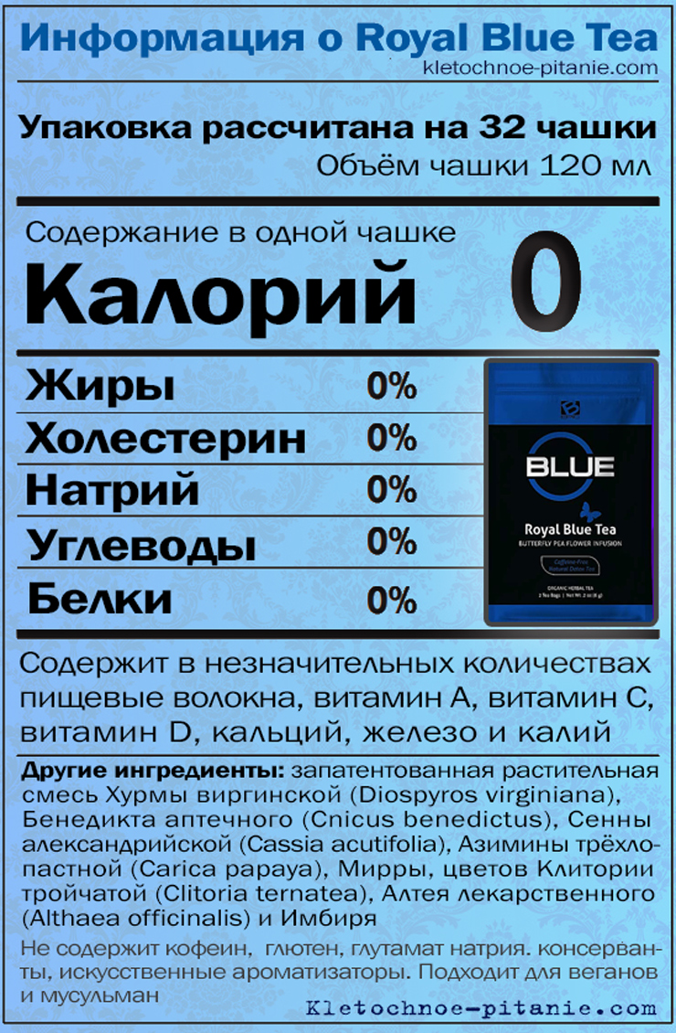 Королевский синий чай компании B-Epic с мотыльковым горохом